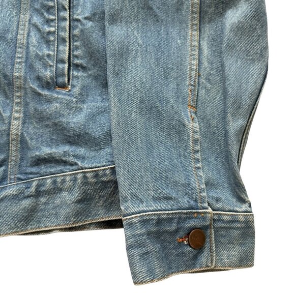 VTG MVP Cor Inc MILLER LITE Blue Denim Jean Jacket Distressed Men's Size Large - Picture 8 of 16